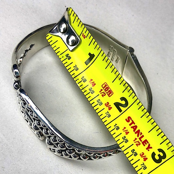 TAXCO Sterling Silver Hinge Bangle Cuff Art Deco Style MINT CONDITION - Picture 14 of 17